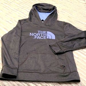 North Face women's hoodie. Size medium. Dark grey with lavender details.